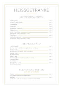 Speisekarte Giebel und Galopp Kuchen & Heißgetränke