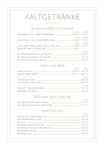 Speisekarte Giebel und Galopp Getränke